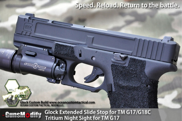 Guns Modify Extended Slide Stop for Marui G17/18C Airsoft GBB series - Black