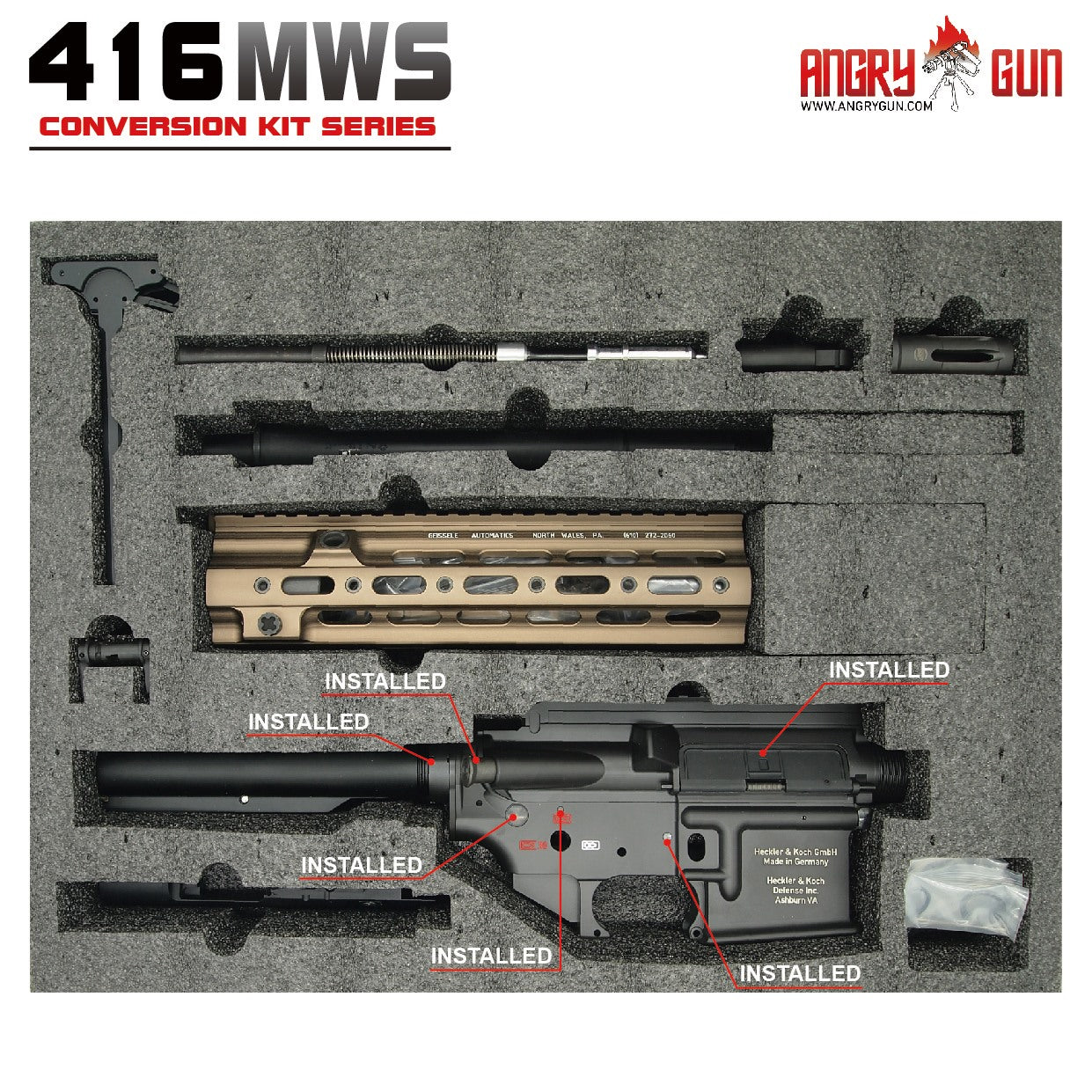 Angry Gun 416CAG TM MWS Conversion Kit with Short ( 10.5 inch ) SMR Rail - Black