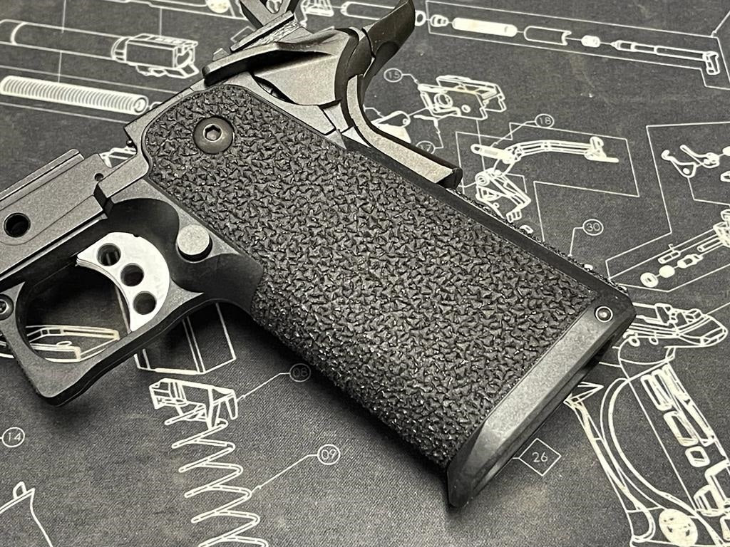 Boomarms Custom - Stippling STI-style Custom Polymer Grip for Marui Hi-Capa GBB series - Black