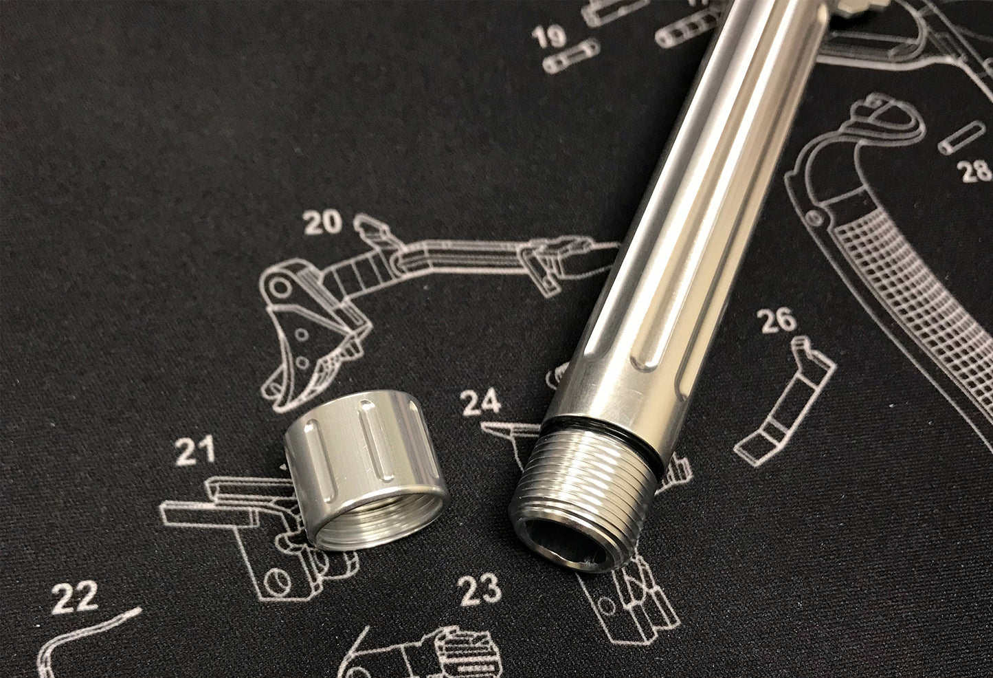 Nova BK-list style CNC Aluminum Threaded Outer barrel for Marui Airsoft G17/18/22 GBB - Fluted (14mm +)