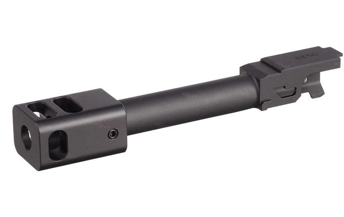 C&C Tac G19 Outer Barrel Match 4-Port Compensator 14mm CCW Roland Special KK* Style for TM 19 G Model GBBP Series ( Black / Silver )
