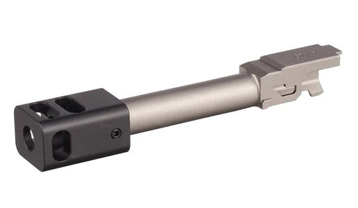 C&C Tac G19 Outer Barrel Match 4-Port Compensator 14mm CCW Roland Special KK* Style for TM 19 G Model GBBP Series ( Black / Silver )