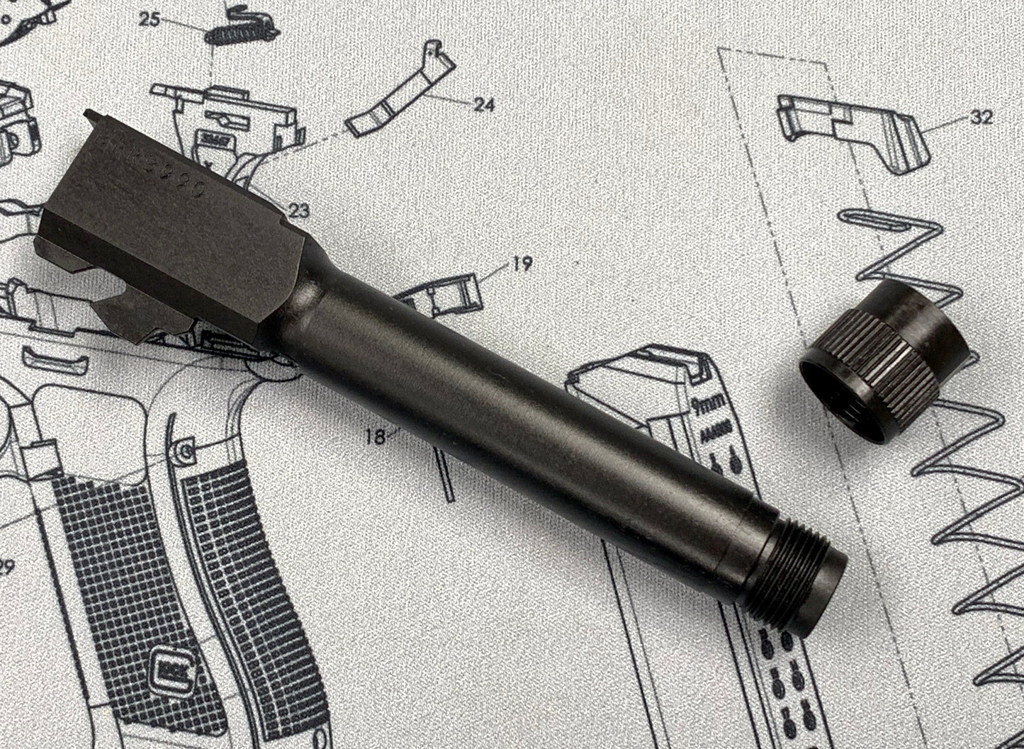 Bomber CNC Steel G19 Threaded Barrel (14mm CCW ) for Umarex Glock 19X / 19 Gen 4 GBB Series - Type B
