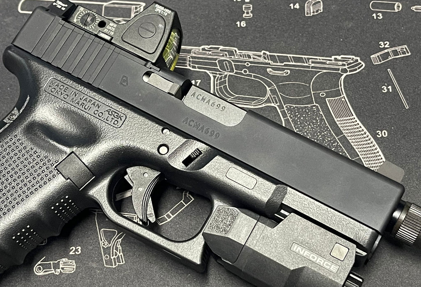 Boomarms Custom - G19 Gen4 MOS GBB **SOCOM MK27 Mod 2** - Marui version