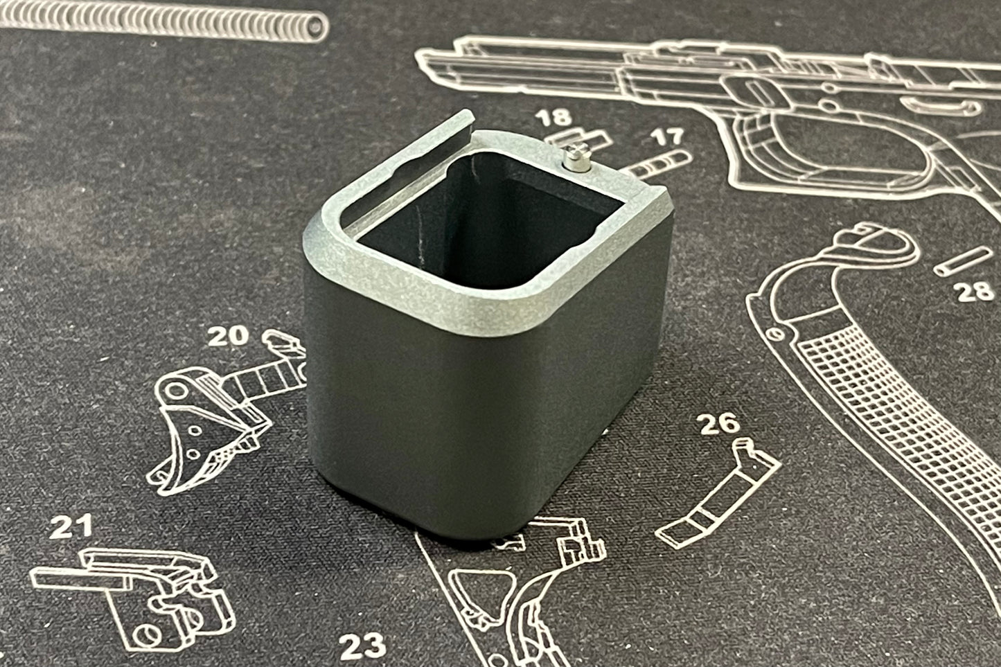 Bomber CNC Aluminum T-style ( Long ) Magazine Pad Extension for Marui G19 GBB Magazine