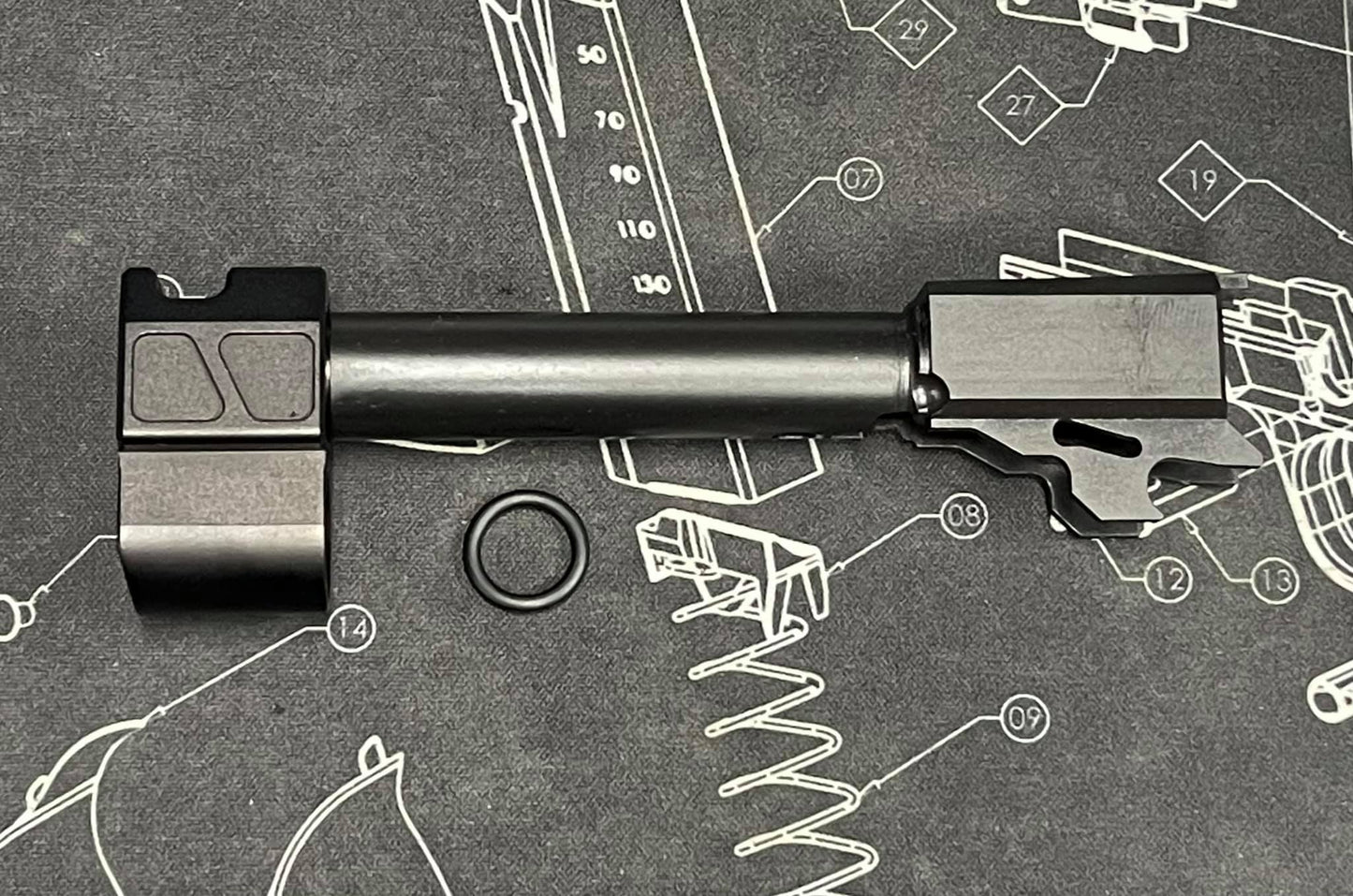 Bomber PM Style M18 CNC Steel Barrel + Aluminum Compensator Set for SIG / VFC M17/M18 GBB - Black