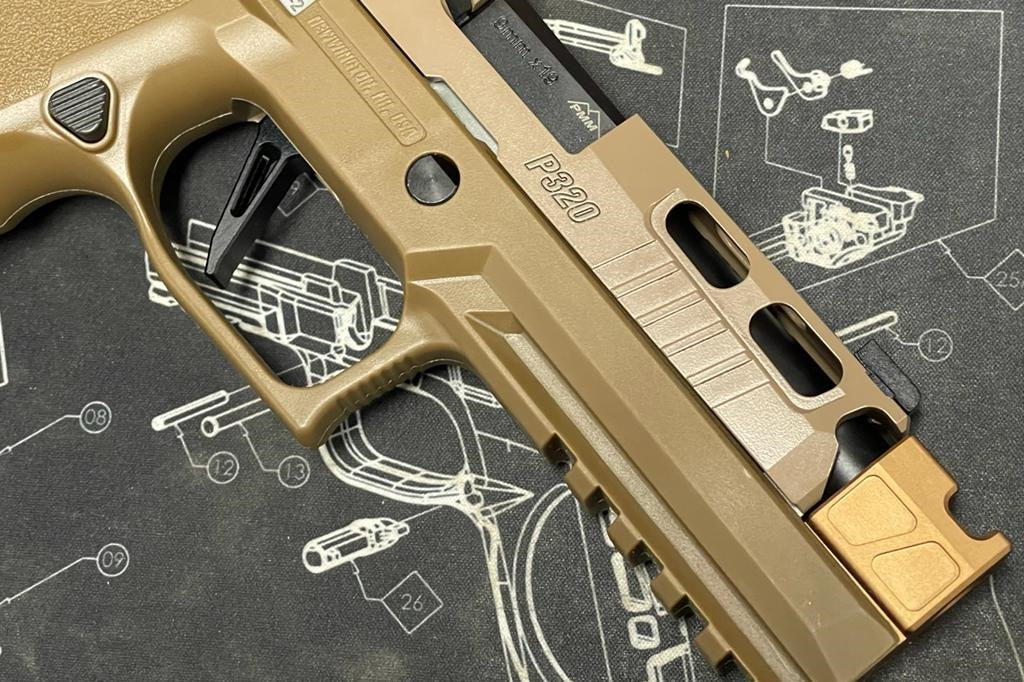 Boomarms Custom - SIG M18 ProCut x Compensator slide set Airsoft GBB - Cerakote Coyote Tan