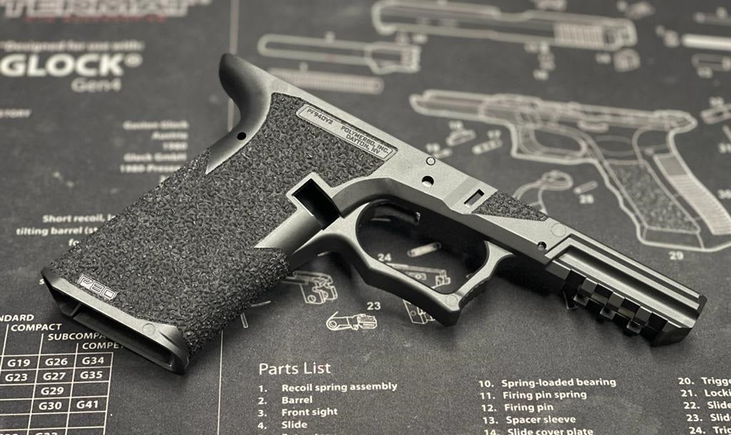 Boomarms Custom - Stippling P80 Lower Frame For Marui 17 / 18C Airsoft GBB - Black
