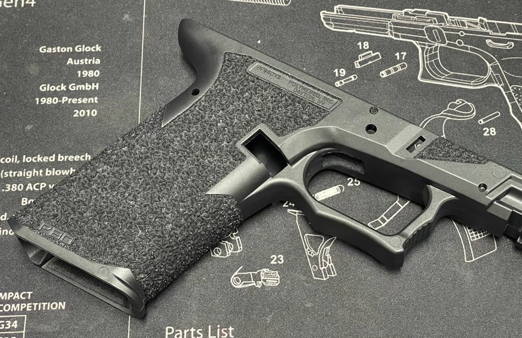 Boomarms Custom - Stippling P80 Lower Frame For Marui 17 / 18C Airsoft GBB - Black