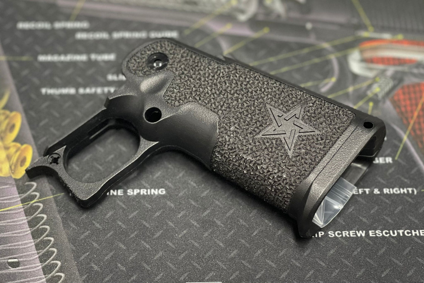 Boomarms Custom - Stippling STI-style Staccato Polymer Grip for Marui Hi-Capa GBB series - Black