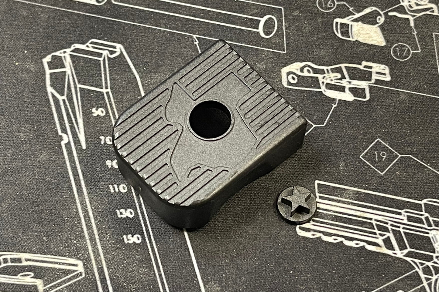 Nova STI Style 2011 Magazine Base Pad for Marui Airsoft Hi-Capa Magazine - Black