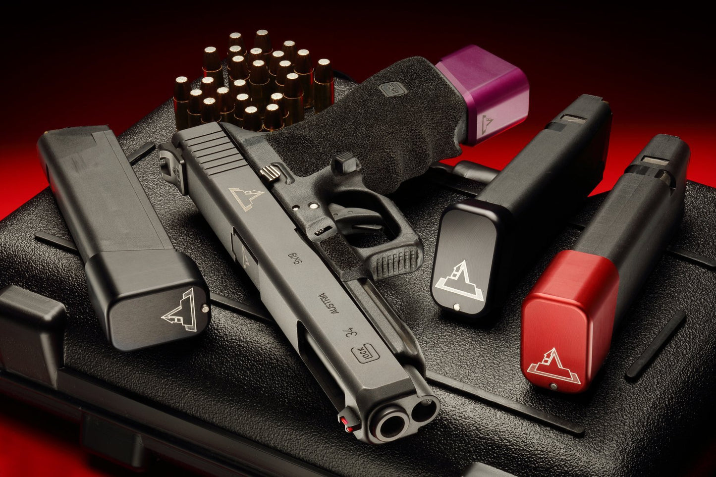 Nova CNC Aluminum T-style Magazine Pad Extension for Marui G17/18/22/34 GBB Magazine - Red