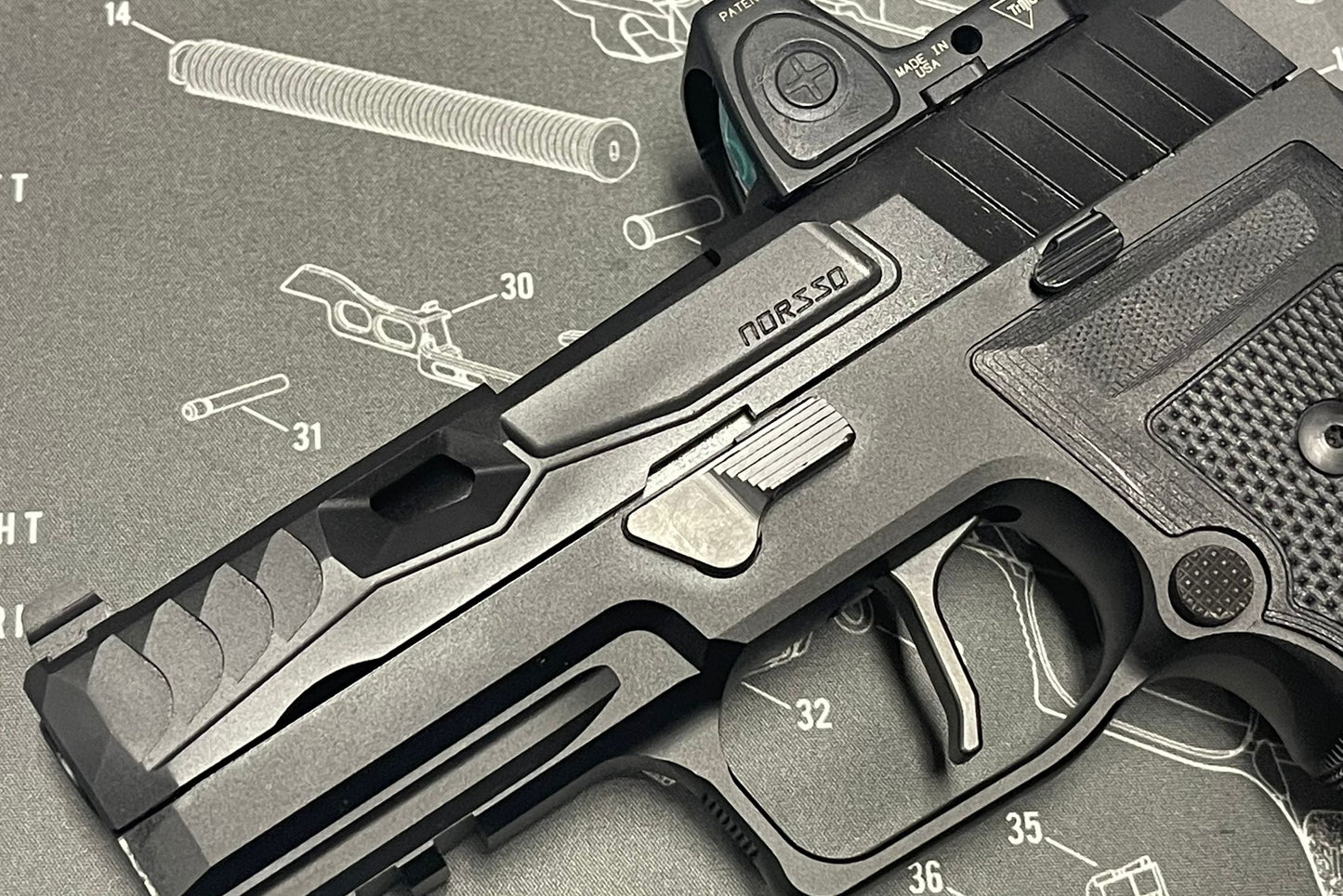 Nova CNC Steel P320 NOS style ( Reptile Cut ) slide for SIG M17/18 Airsoft GBB series