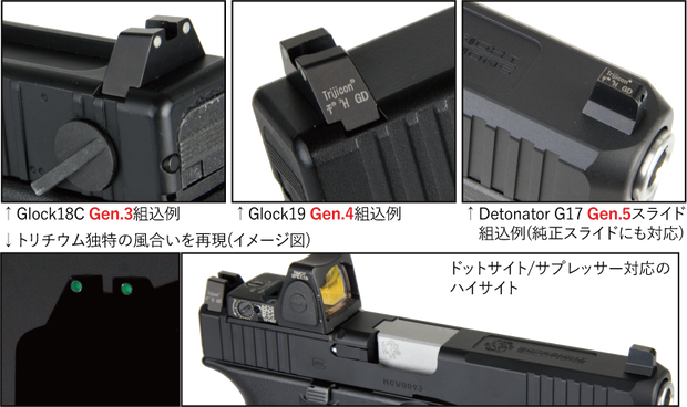 Detonator Luminous Suppressor Night Sight for Marui G17 Gen3/4/5 GBB (Tri GL-201 style)