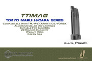 TTI AIRSOFT 29Rds Aluminum Light-Weight Gas Airsoft Magazine for Marui Spec Hi-Capa GBB