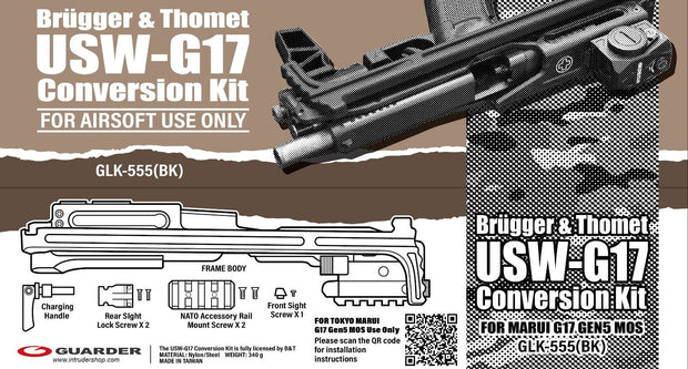 Guarder B&T USW-G17 Conversion Kit for Marui G17 Gen5 MOS - Black