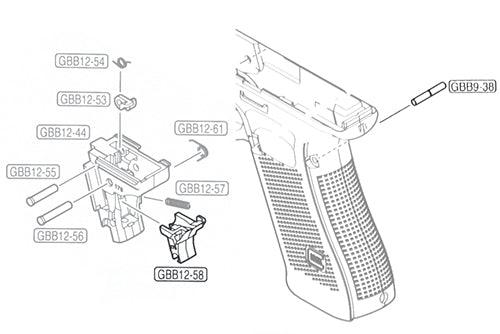 Guarder Original Type Rear Chassis Set for Marui G17 Gen5 GBBP