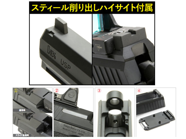 Detonator CNC Aluminum RMR Cut MOS Slide Set for Tokyo Marui USP GBB series