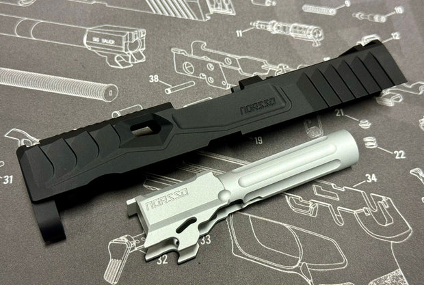 Bomber CNC Aluminum P320 NOS style ( Reptile KP Cut ) slide for SIG M17/18 Airsoft GBB series