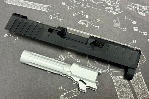 Bomber CNC Aluminum P320 NOS style ( Reptile KP Cut ) slide for SIG M17/18 Airsoft GBB series