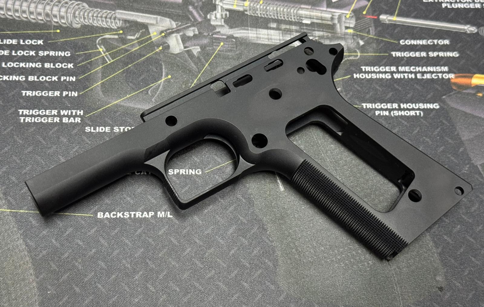 Bomber CNC Aluminum SV style 1911 Square Trigger Guard Frame set - Bla ...