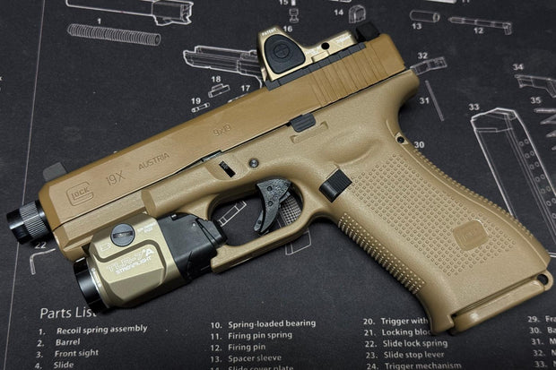 Boomarms Custom Glock 19X MOS Gas Blowback Pistol - Tan