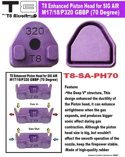 T8 Enhanced Piston Head For SIG AIR / VFC P320 M17 M18 GBBP Series