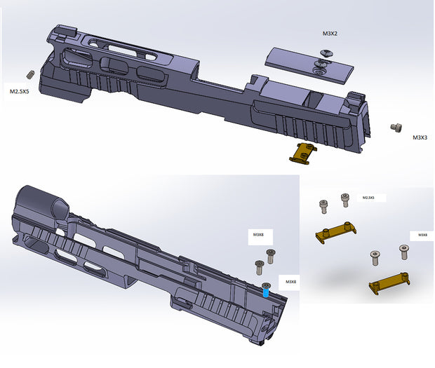 Bomber CNC Aluminum PRO-CUT (4.7 inch ) Slide Kit for SIG / VFC P320 GBB series