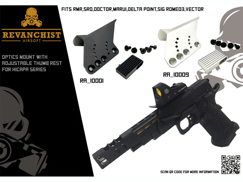 Revanchist Airsoft Optics Mount with Adjustable Thumb Rest for Airsoft Hicapa GBB series