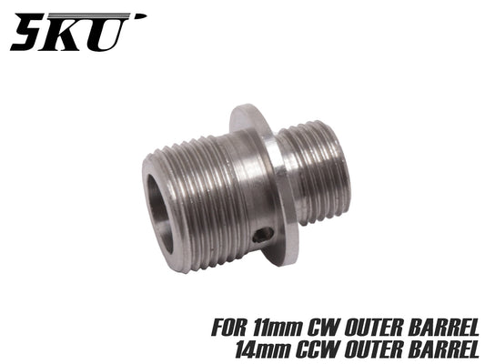 5KU Stainless Steel Silencer Adapter 11mm CW to 14mm CCW
