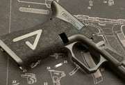 Boomarms Custom - AGA-style Stippling Lower Frame For Marui 17 / 18C Airsoft GBB - LOGO version