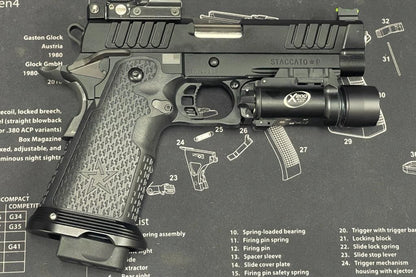 Boomarms Custom - STI Staccato-P DPO 2011 RMR Airsoft GBB - Black color