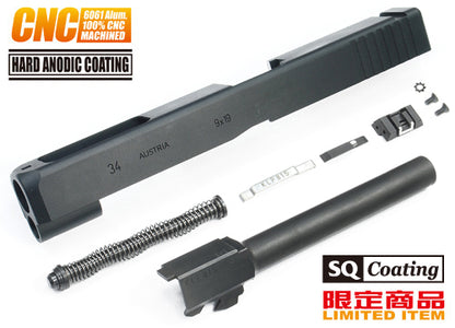 Guarder G34 6061 Aluminum CNC Slide & Steel Barrel Kit for TM G17 (Standard Ver. Black)