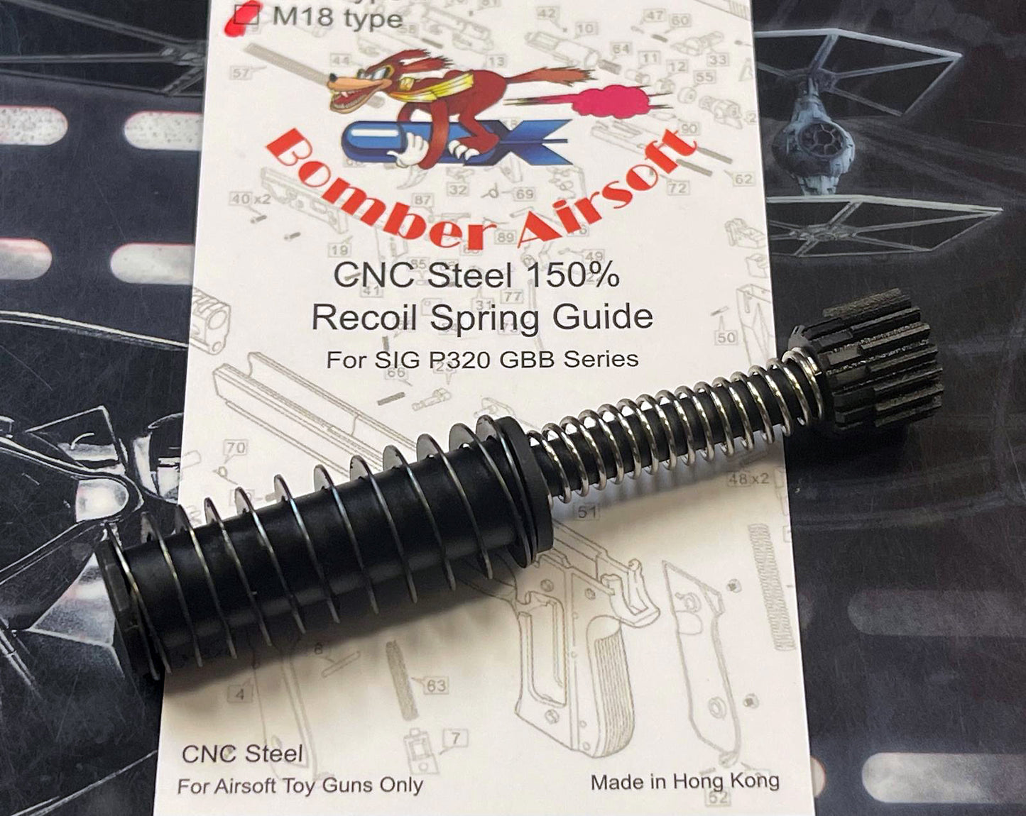 Bomber CNC Steel 150% Recoil Spring Guide Rod for SIG M18 GBB Series - Aluminum slide version
