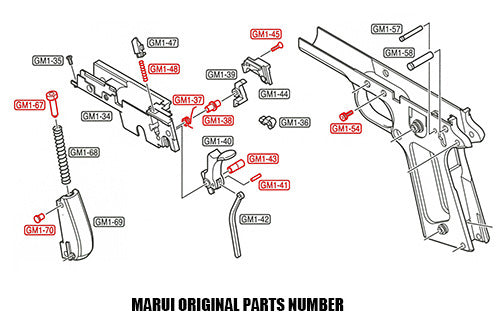 Guarder Chassis Internal Parts For MARUI M1911A1/MEU/M45A1/S70/Detonics