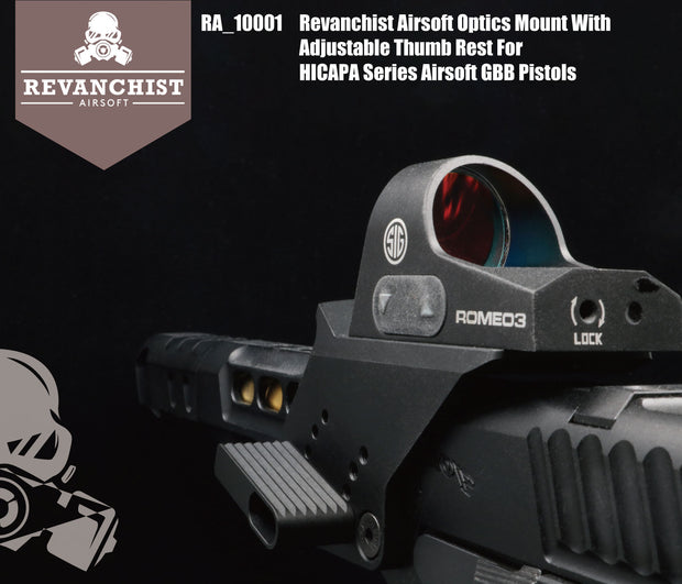 Revanchist Airsoft Optics Mount with Adjustable Thumb Rest for Airsoft Hicapa GBB series