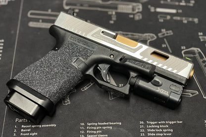 Boomarms Custom - T-style G19 RMR Cut GBB - ( Shiny Silver ) with Silicon Carbide Grip