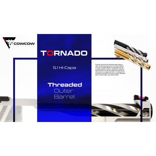 CowCow Tornado Stainless Steel Threaded Outer Barrel For TM Hi-Capa 5.1 (.45 ACP Marking)