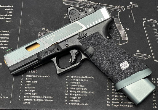 Boomarms Custom - T-style G17 RMR Cut GBB - ( Shiny Silver ) with Silicon Carbide Grip