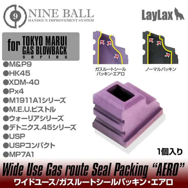 Nine Ball Gas Route Seal Bucking Aero (2pcs) for Marui GBB Airsoft ( Hi-Capa / P226)