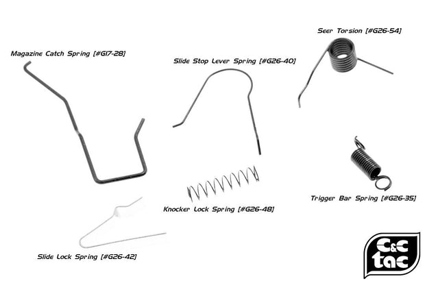 C&C Tac Ultra Enhanced Steel Spring Set for Marui / WE / KJ G Model 17 / 18C / 19 / 22 / 23 / 26 / 34 etc. ( TM / WE / KJ G17 )
