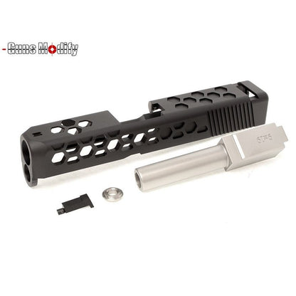 Gun Modify CNC Aluminum HEX-Style G26 Slide / Stainless Barrel (Silver) Set for Tokyo Marui G26 GBB series