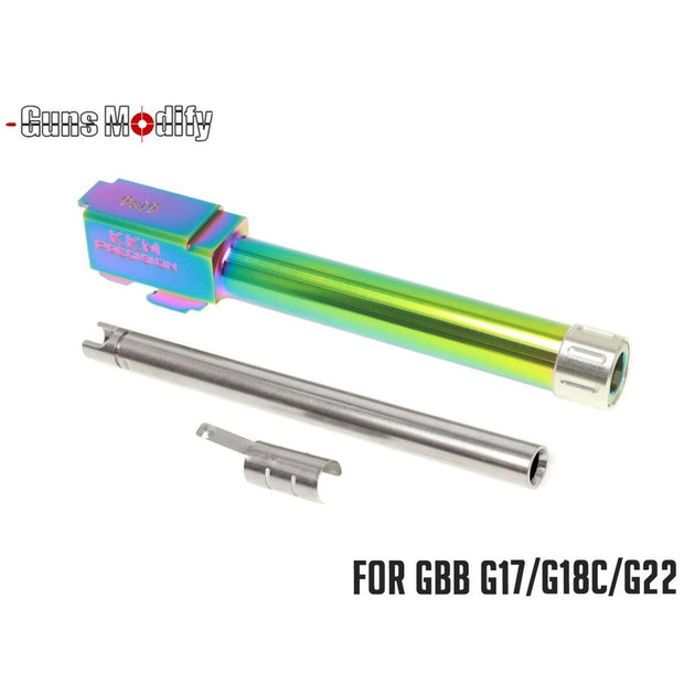 Guns Modify CNC Steel Threaded Outer Barrel ( KKM ) for Tokyo Marui G17/18/22 GBB G-series - Rainbow Nitride ( CCW )
