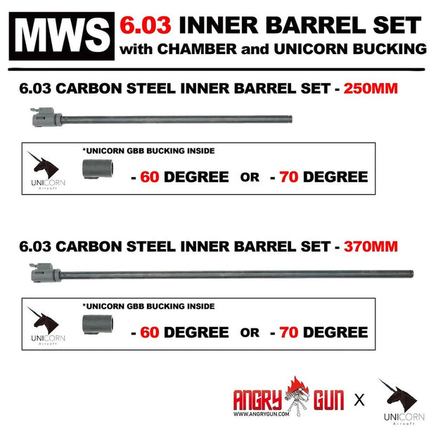 Angry Gun MWS 6.03 Carbon Steel Inner Barrel Set ( With Chamber Set & Bucking ) ( 370mm 70Degree )
